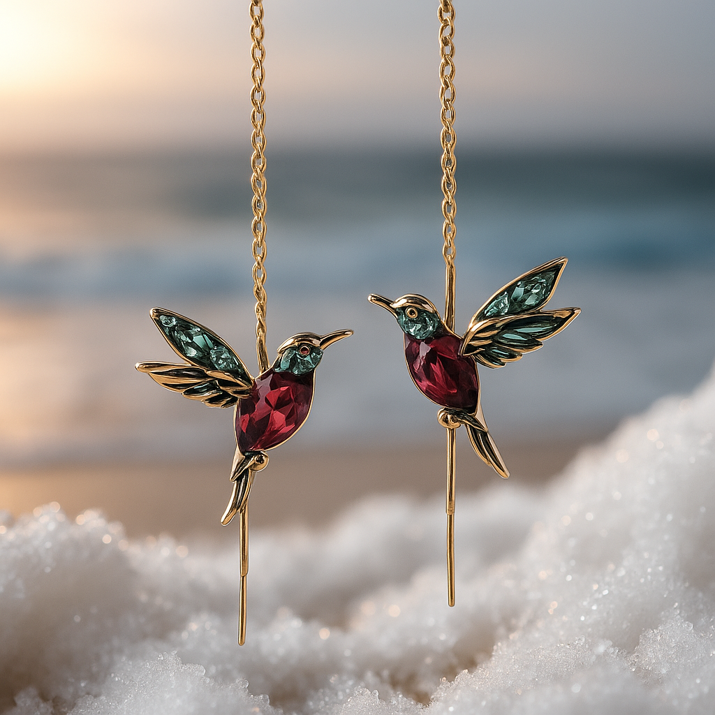 Ophira | Boucles d'oreilles émaillées colibri et zircon