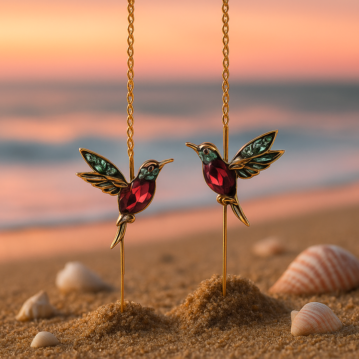 Ophira | Boucles d'oreilles émaillées colibri et zircon