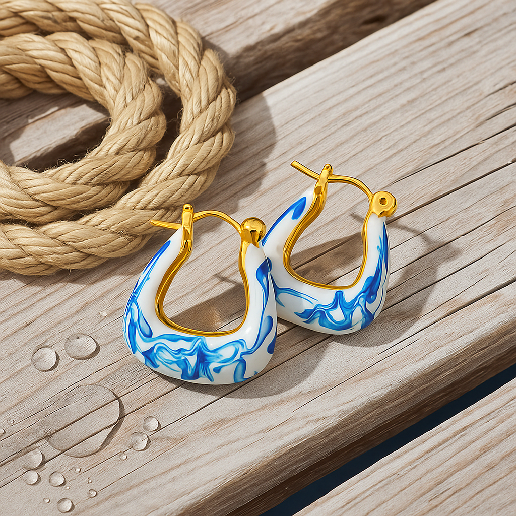 Kaïra | Boucles d'oreilles en mousse d'onde dorée