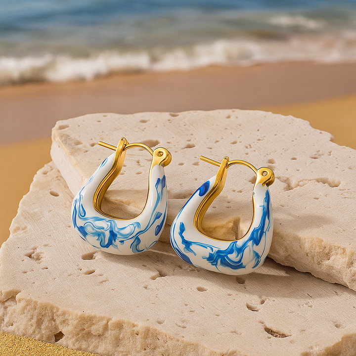 Kaïra | Boucles d'oreilles en mousse d'onde dorée