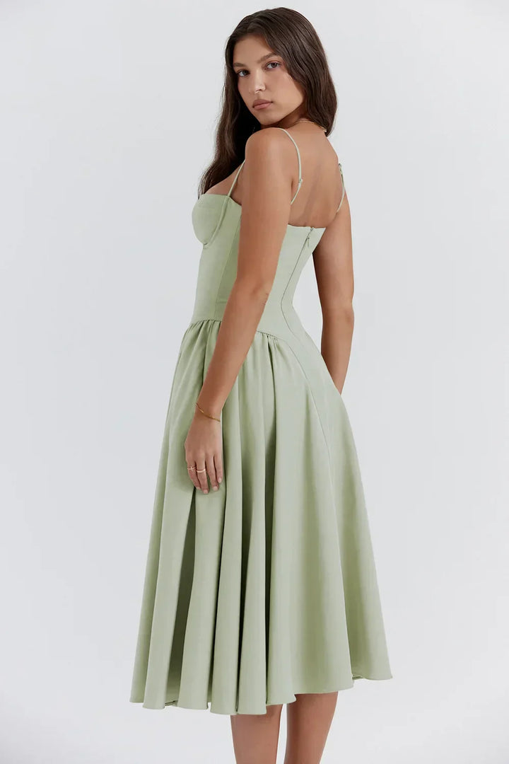 Riley™ | Robe midi sans manches avec corset