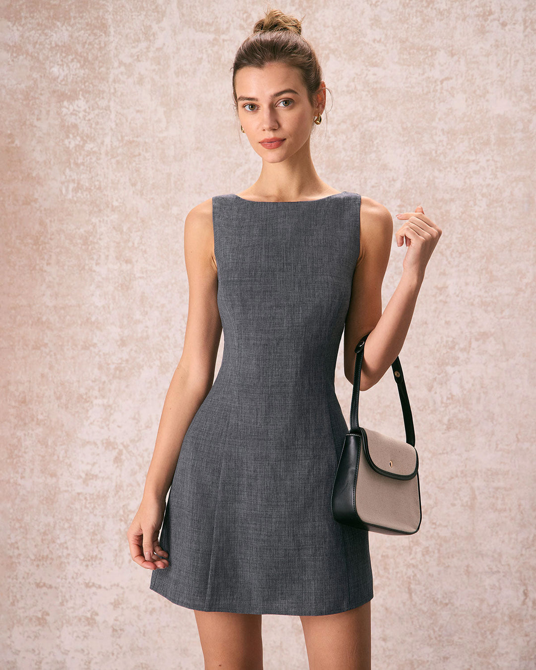 Melina™ | Robe Mini Sans Manches à Col Bateau Élégante