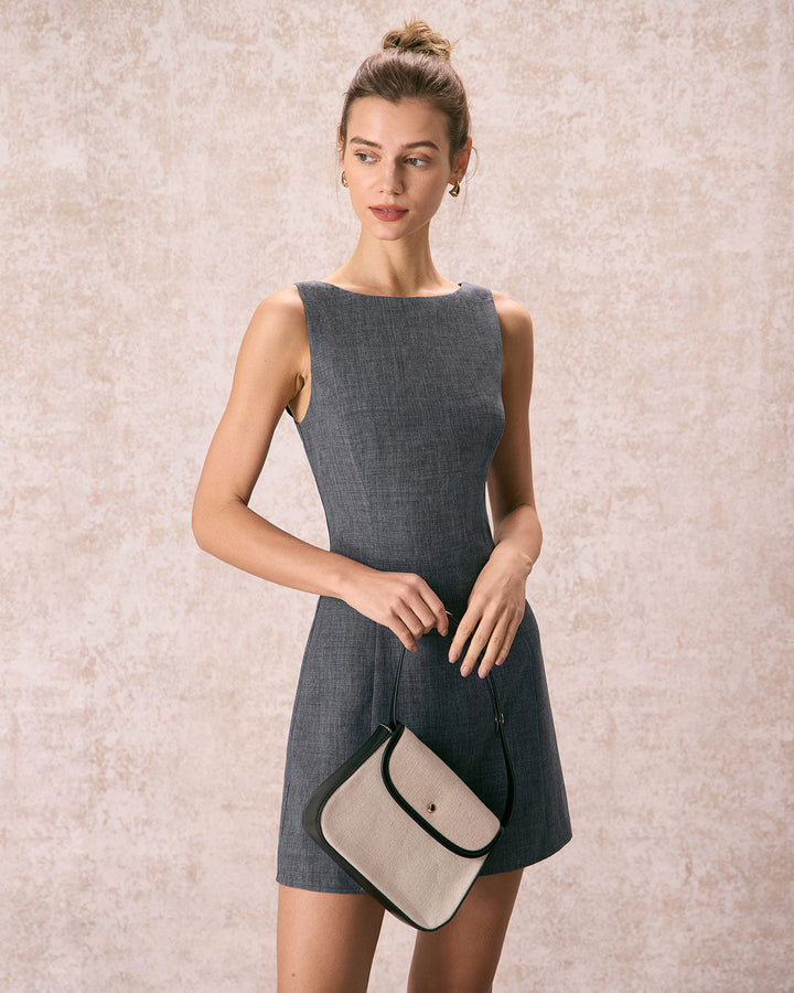 Melina™ | Robe Mini Sans Manches à Col Bateau Élégante