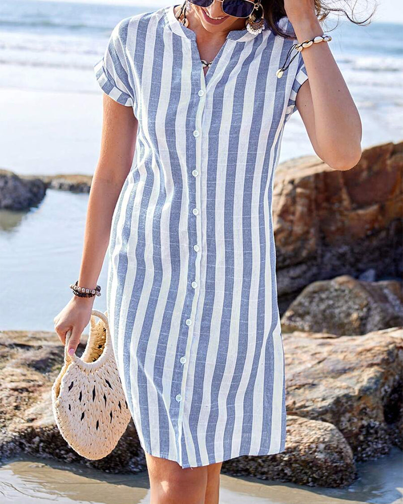 Martina™ | Robe Chemise Rayée Élégante