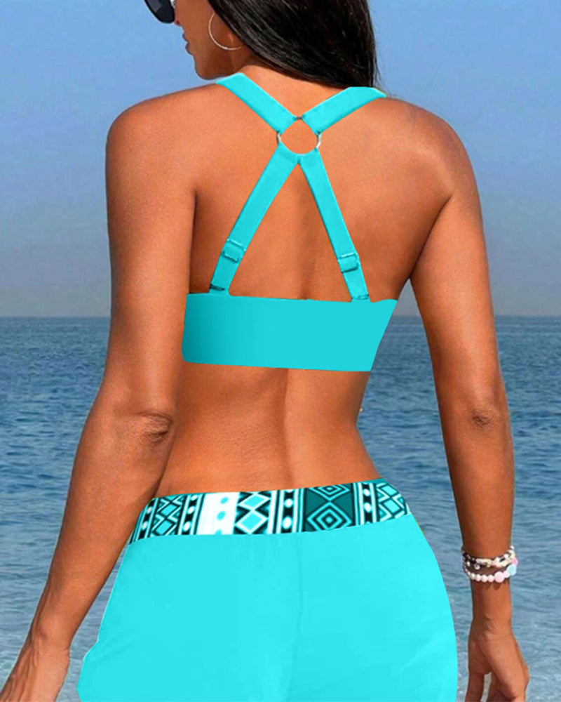 Aria™ | Maillot de Bain Taille Haute avec Motif Géométrique