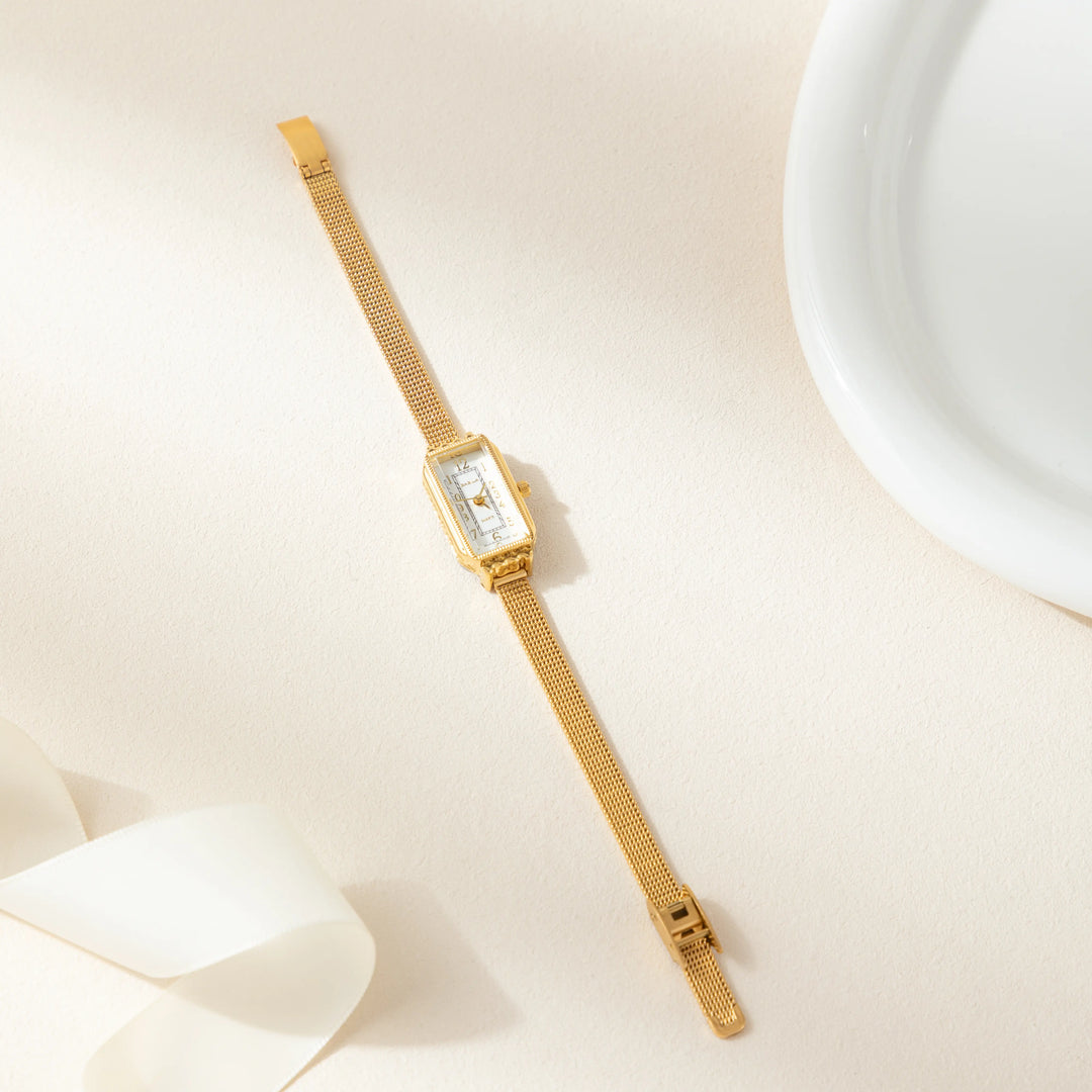 Phila™ | Montre Élégante avec Bracelet Texturé en Or