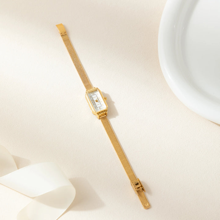 Phila™ | Montre Élégante avec Bracelet Texturé en Or