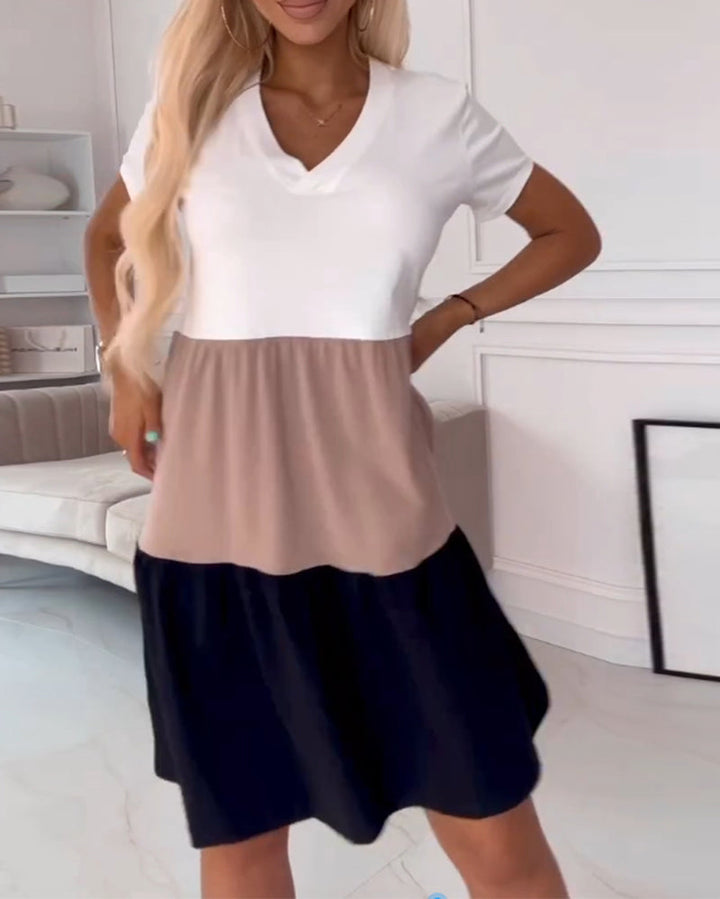Alva | Robe d'été à blocs de couleurs avec manches courtes