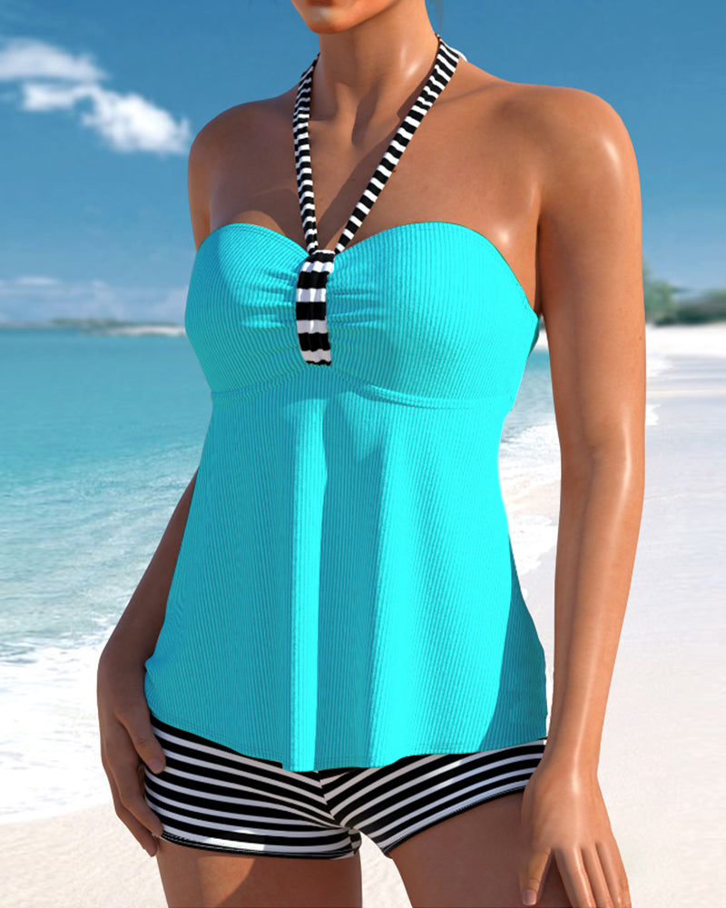 Arianna™ | Tankini Rayé Sans Dos