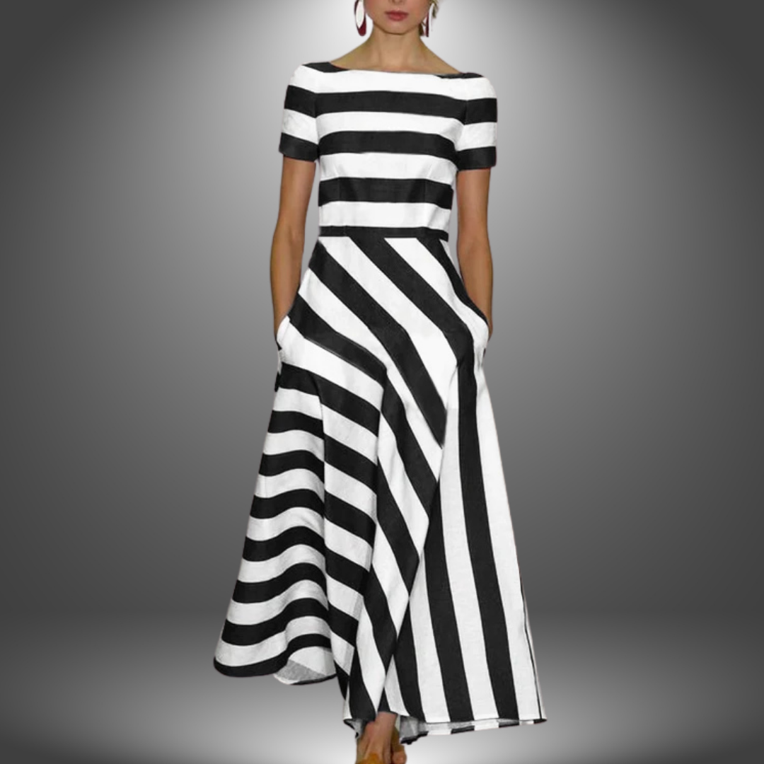 Nicole | Robe Longue à Rayures Artisanale