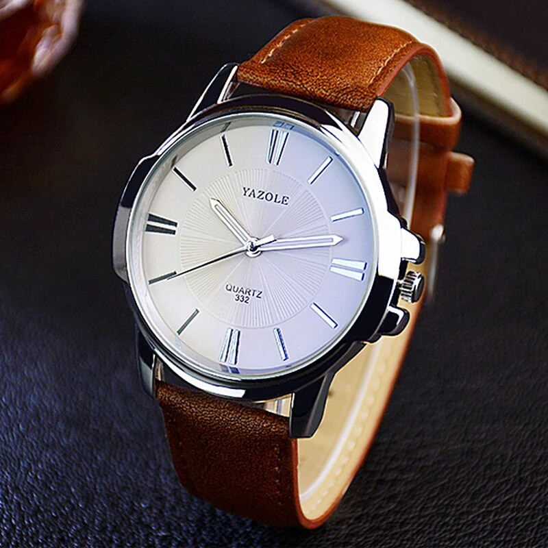 Montre en Cuir en Verre Bleu Luxueux™ - Olsen & Olsen