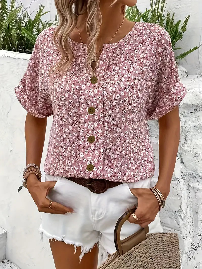 Elia™ | Blouse Boutonnée Élégance Florale