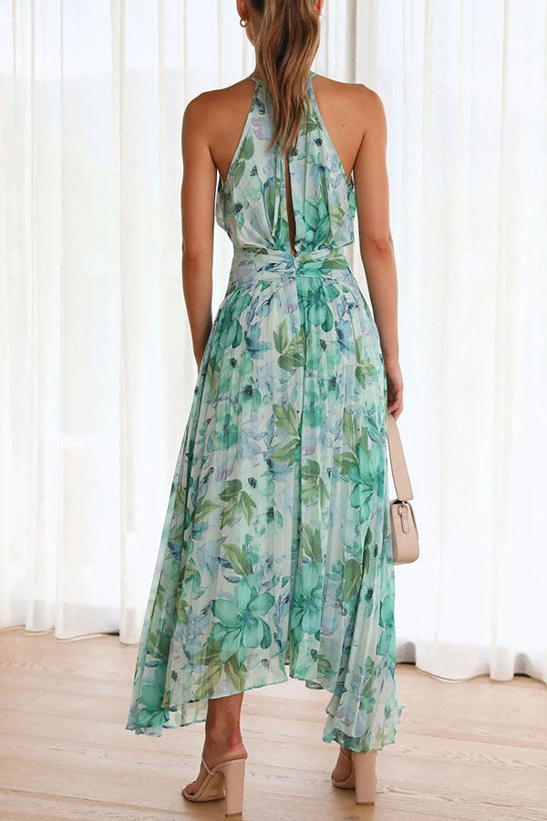 Marlee™ | Robe Midi Plissée avec Décolleté Floral Élégant