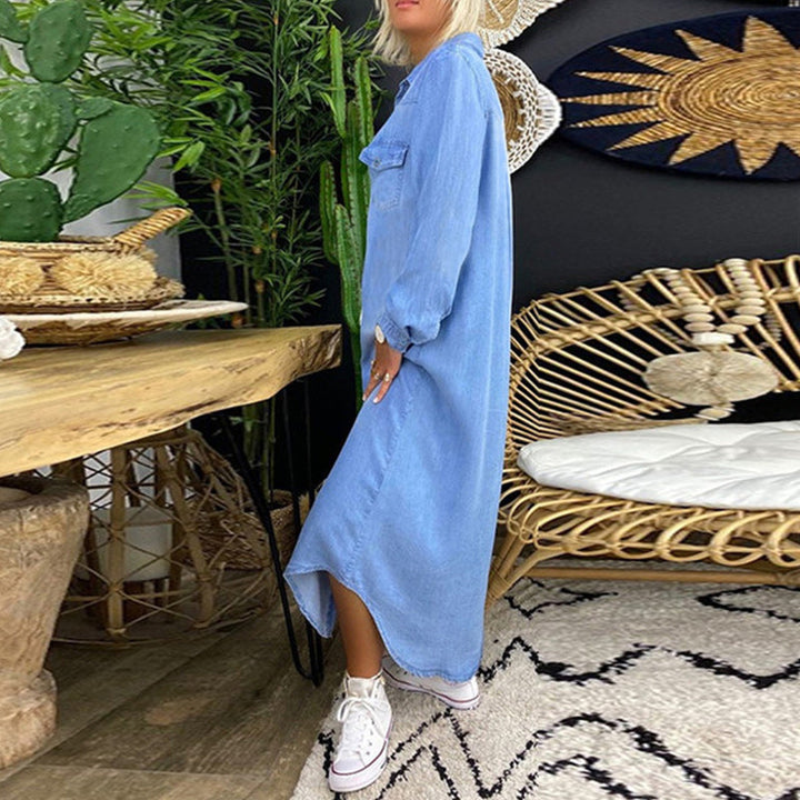 Sofia™ | Robe Maxi à Manches Longues en Denim