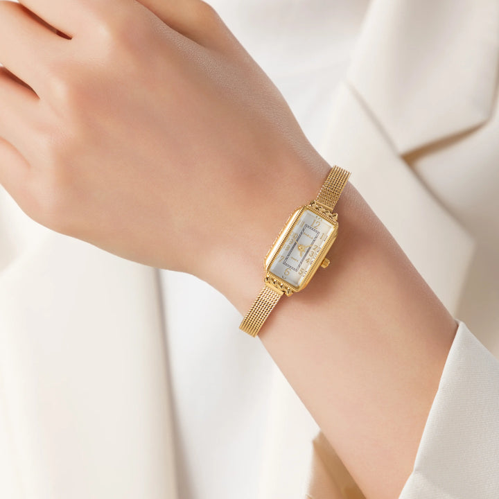 Phila™ | Montre Élégante avec Bracelet Texturé en Or