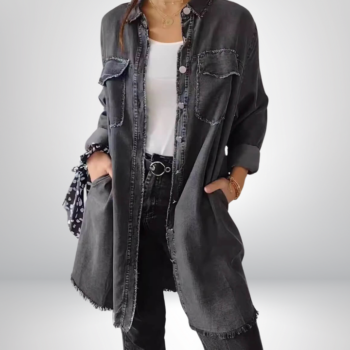 Sofia® | Veste en Denim à Manches Longues Élégante et Polyvalente avec Col