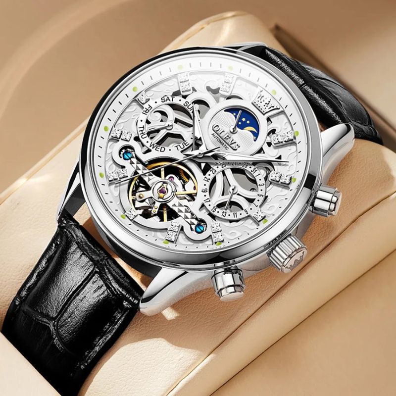 Montre Automatique Mécanique avec Bracelet en Cuir™ - Olsen & Olsen