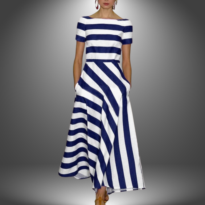 Natalia | Robe longue rayée artisanale