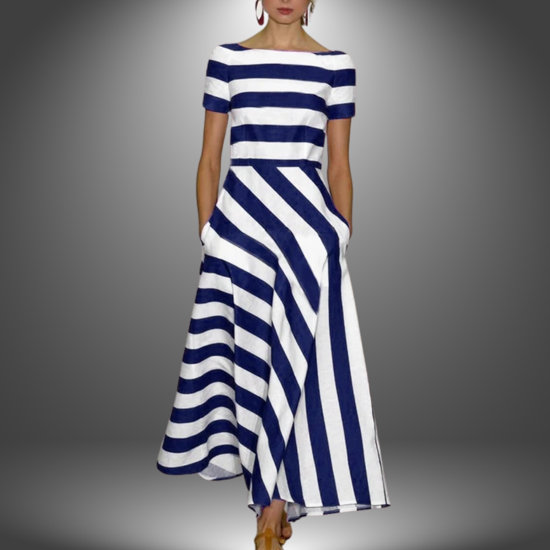 Nicole | Robe Longue à Rayures Artisanale