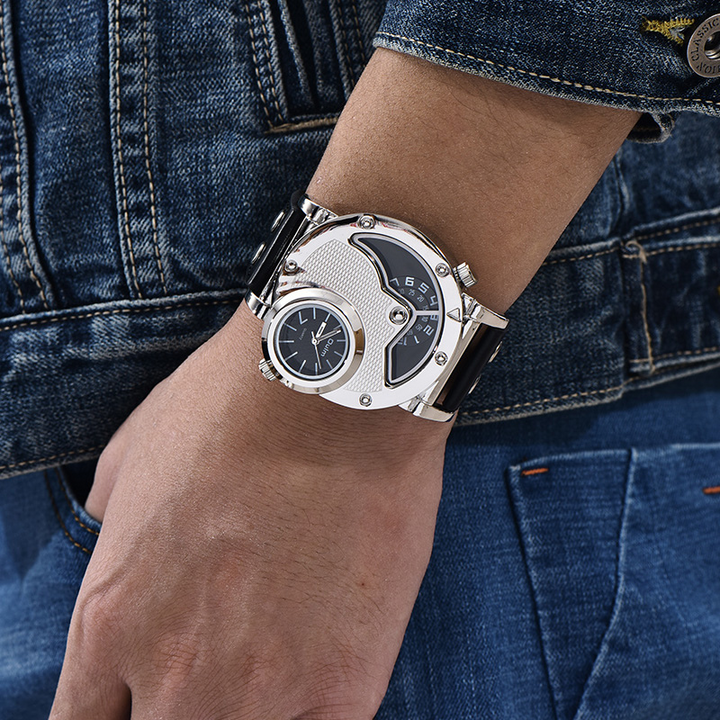 Montre à bracelet en cuir multi-fuseaux horaires™ - Olsen & Olsen
