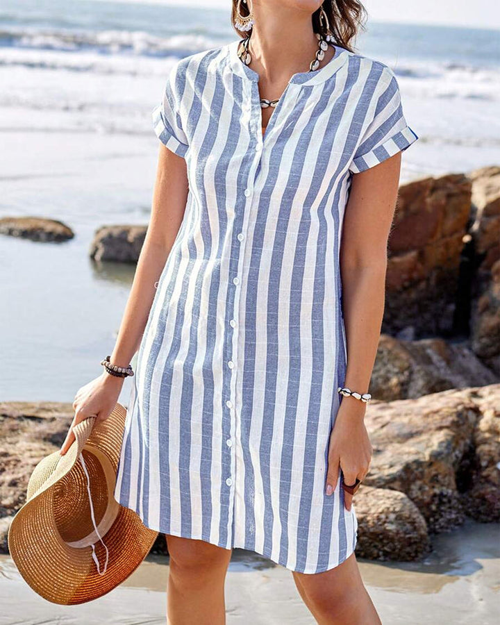 Martina™ | Robe Chemise Rayée Élégante