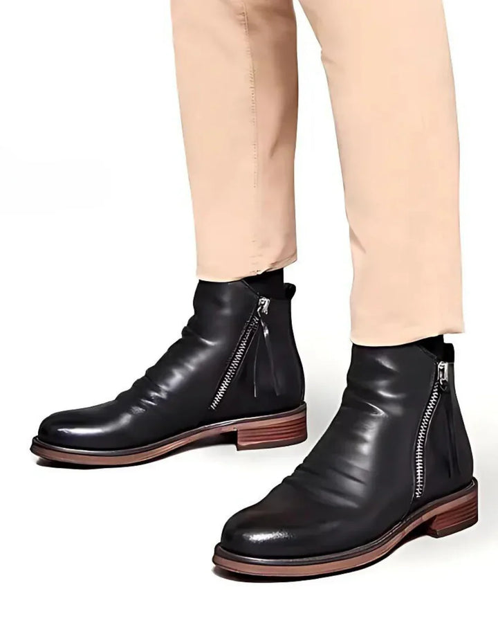 Puliert™ | Bottines en cuir avec fermeture éclair sur le côté