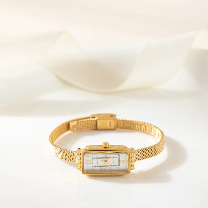 Phila™ | Montre Élégante avec Bracelet Texturé en Or