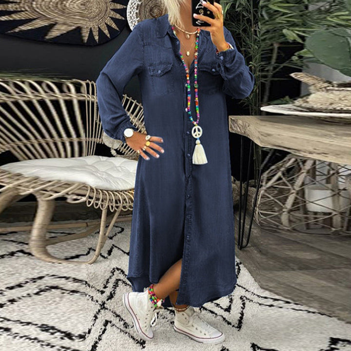 Sofia™ | Robe Maxi à Manches Longues en Denim