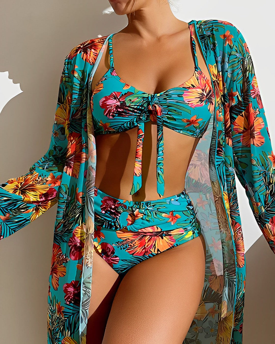 Flora | Ensemble de Bikini avec Imprimé Tropical et Couverture