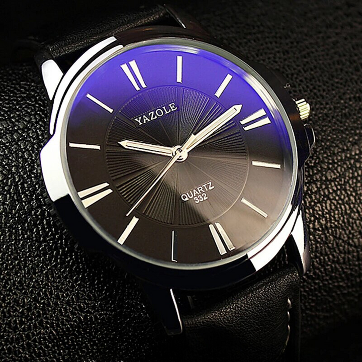 Montre en Cuir en Verre Bleu Luxueux™ - Olsen & Olsen