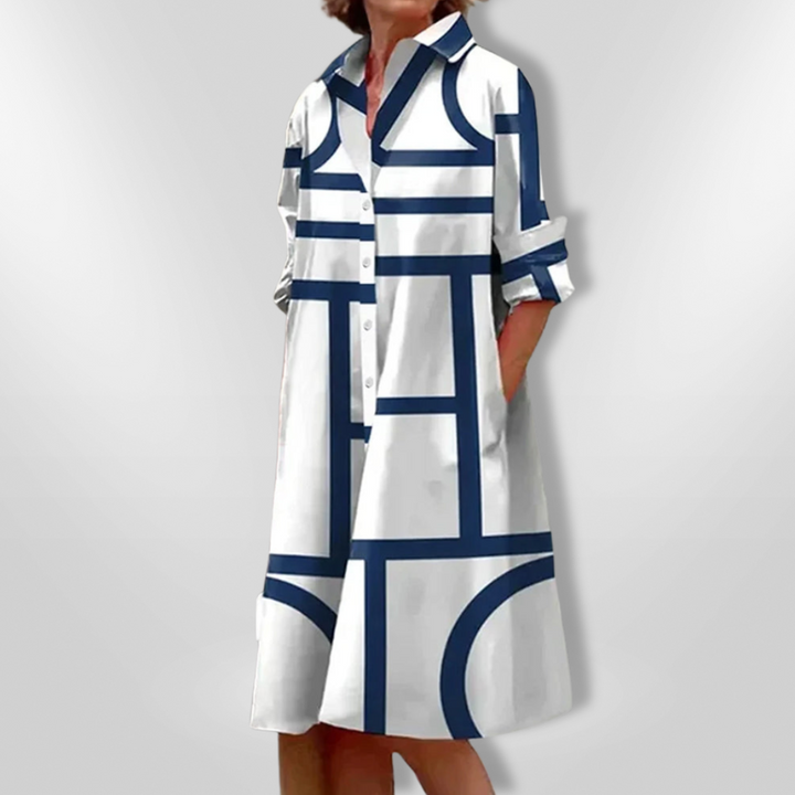 Talora™ | Robe Midi Géométrique Élégante et Flatteuse