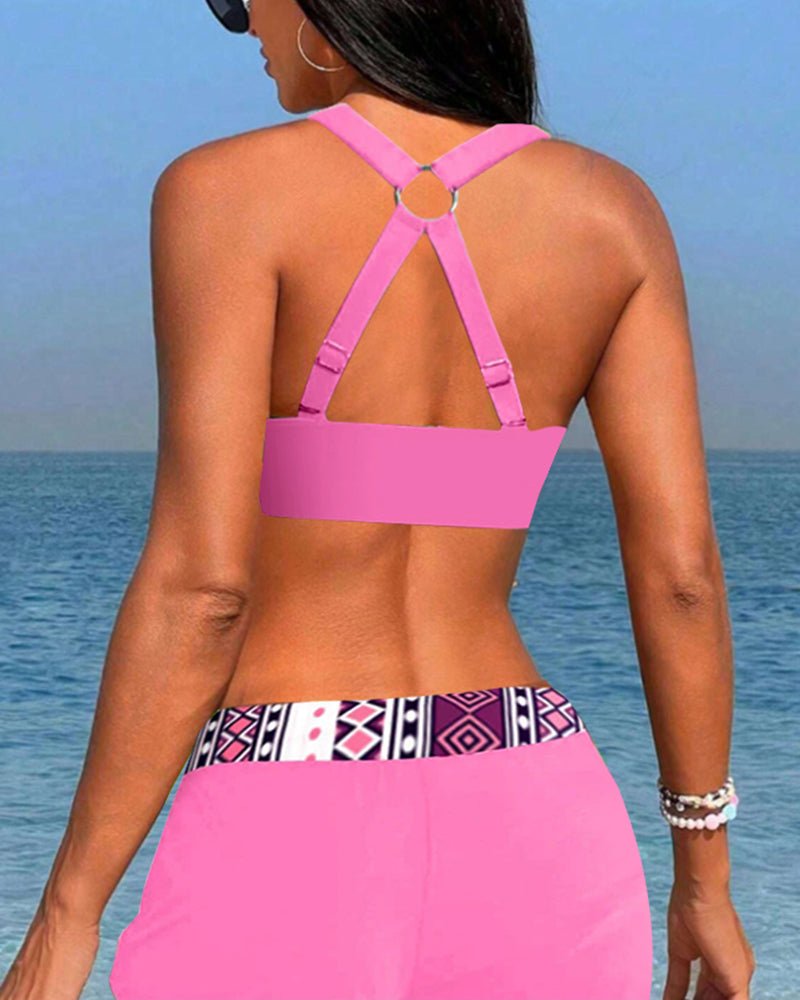 Aria™ | Maillot de Bain Taille Haute avec Motif Géométrique