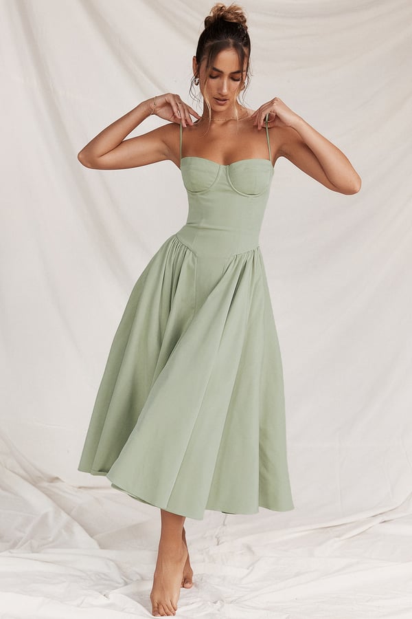 Riley™ | Robe midi sans manches avec corset