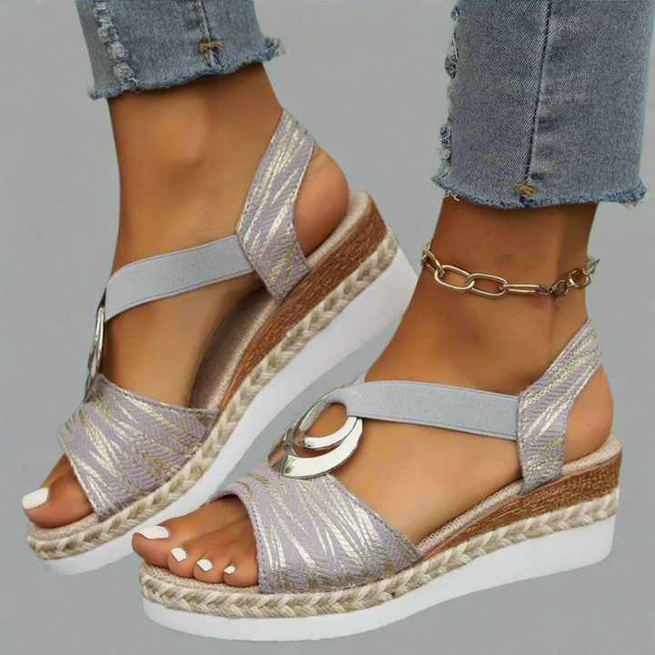 Dahlia | Sandales à talons compensés faites à la main en matériau premium
