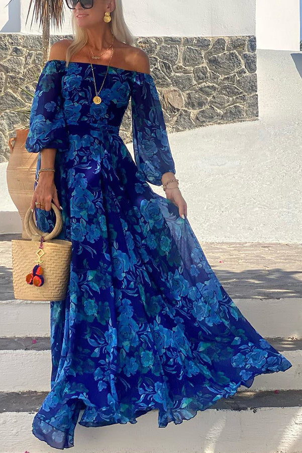 Tamsin™ | Robe Maxi Fleurie Off-Shoulder Élégante