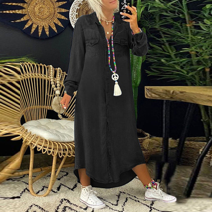 Sofia™ | Robe Maxi à Manches Longues en Denim