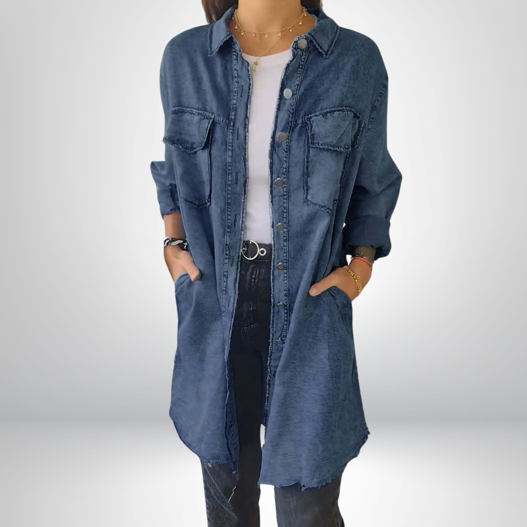 Sofia® | Veste en Denim à Manches Longues Élégante et Polyvalente avec Col