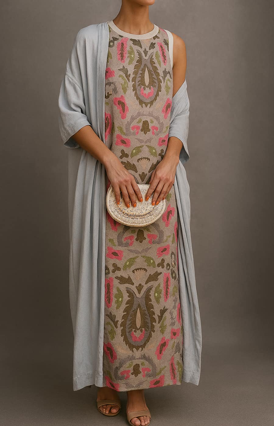 Raffaella™ | Robe Longue Élégante avec Châle Coordonné