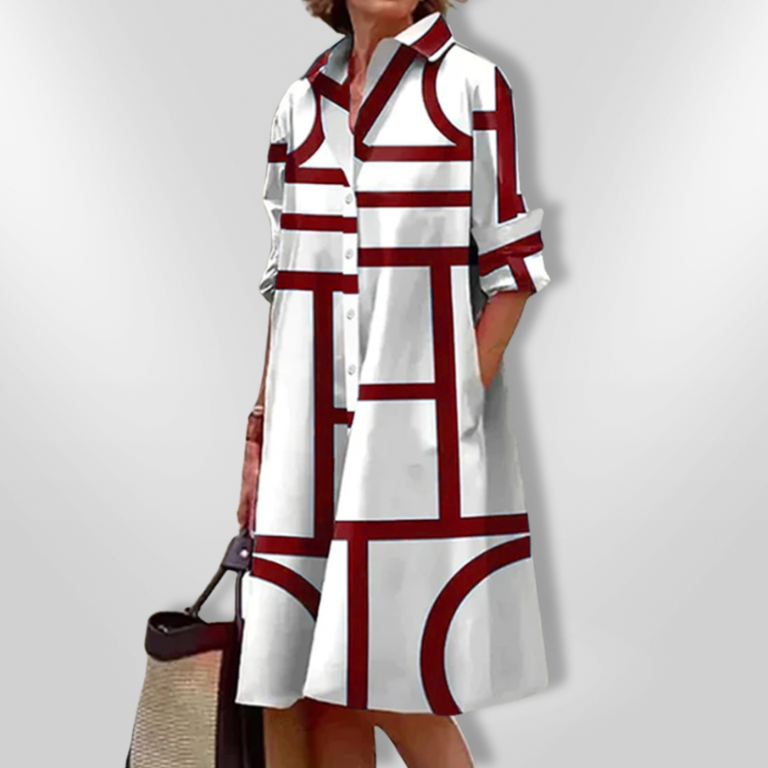 Talora™ | Robe Midi Géométrique Élégante et Flatteuse