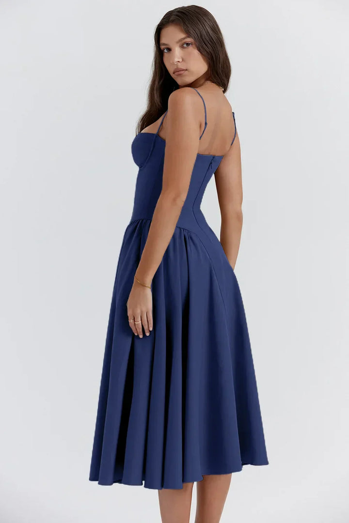 Riley™ | Robe midi sans manches avec corset