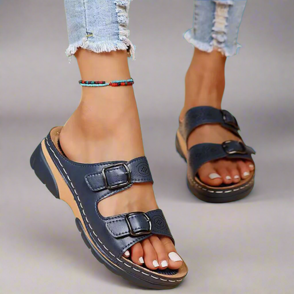 Dorothee | Sandales à talon compensé avec double bride – Confortables et Élégantes