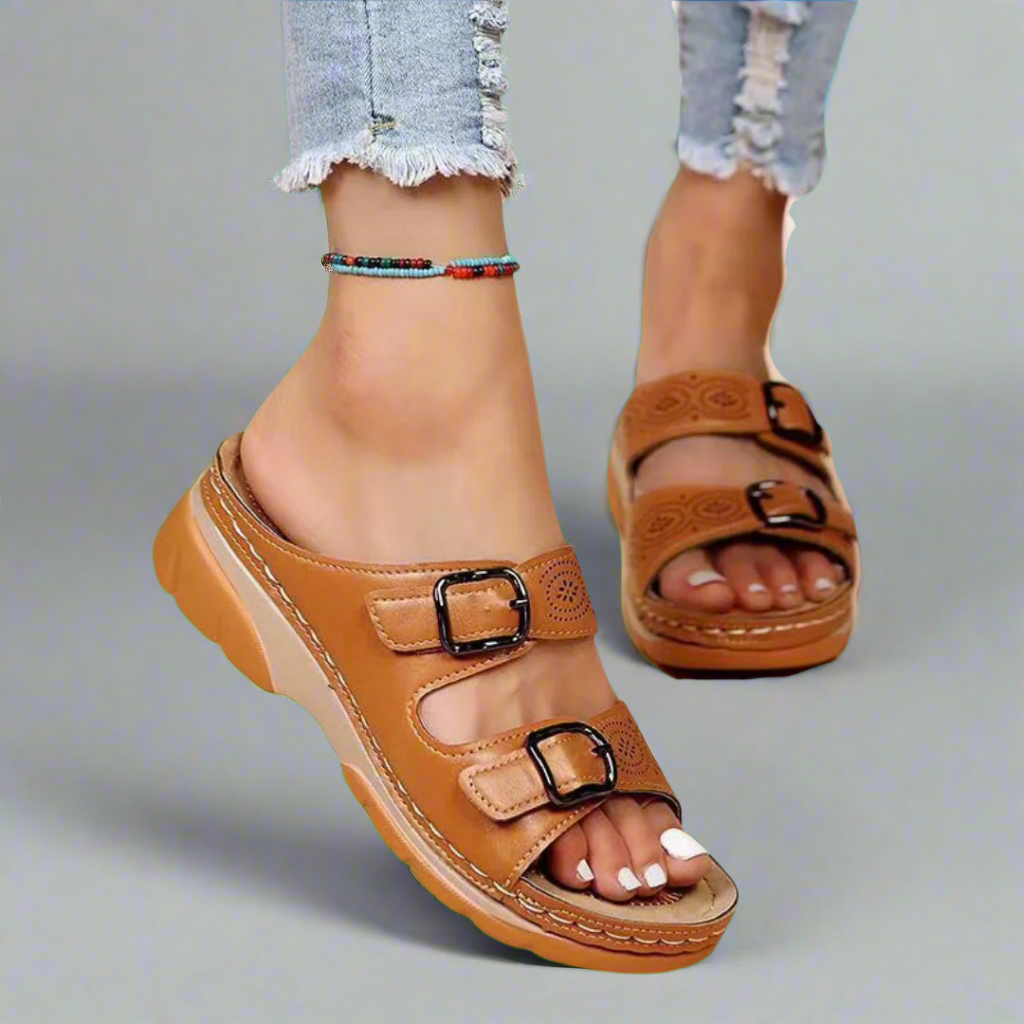 Dorothee | Sandales à talon compensé avec double bride – Confortables et Élégantes
