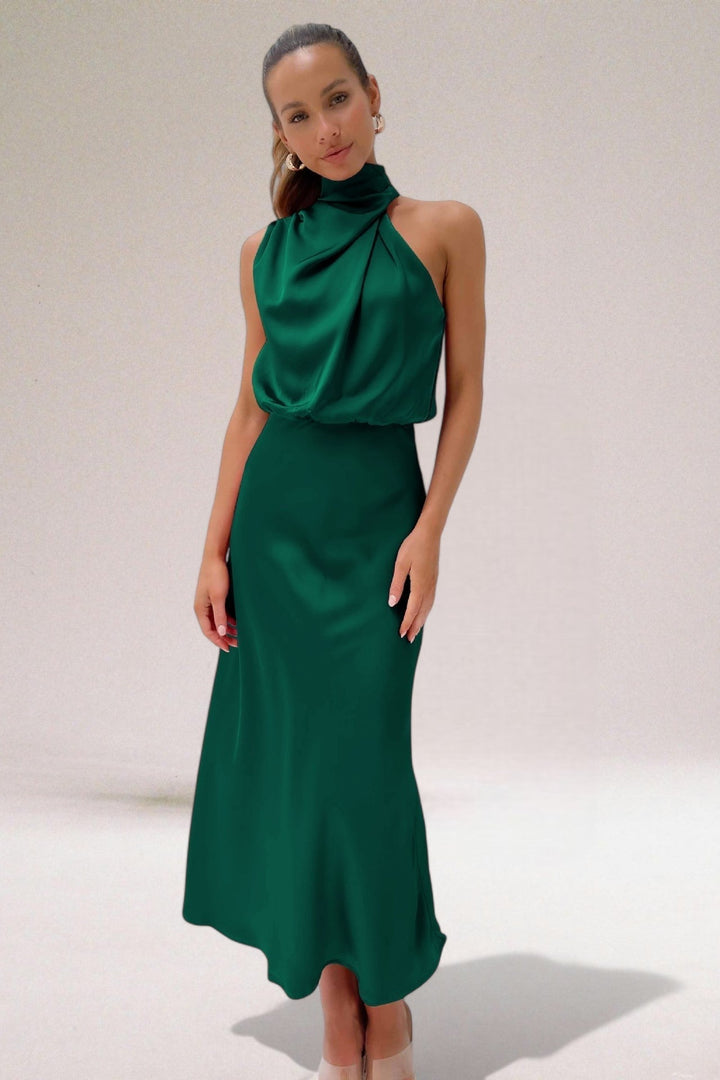 Selya™ | Robe Glamour avec Décolleté Halter et Tombé Fluide