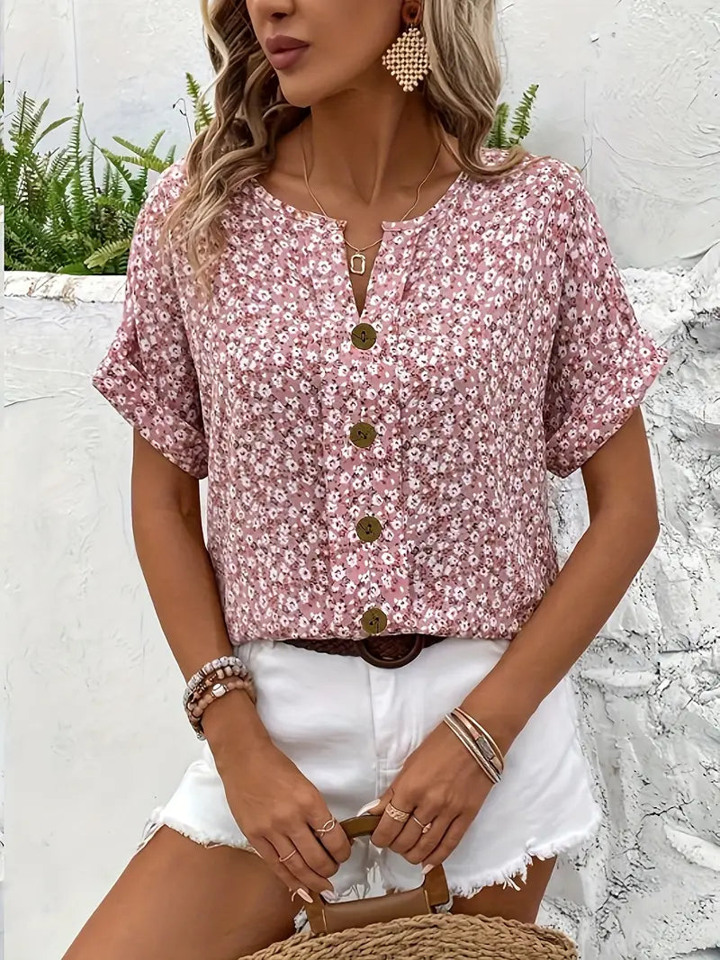 Elia™ | Blouse Boutonnée Élégance Florale