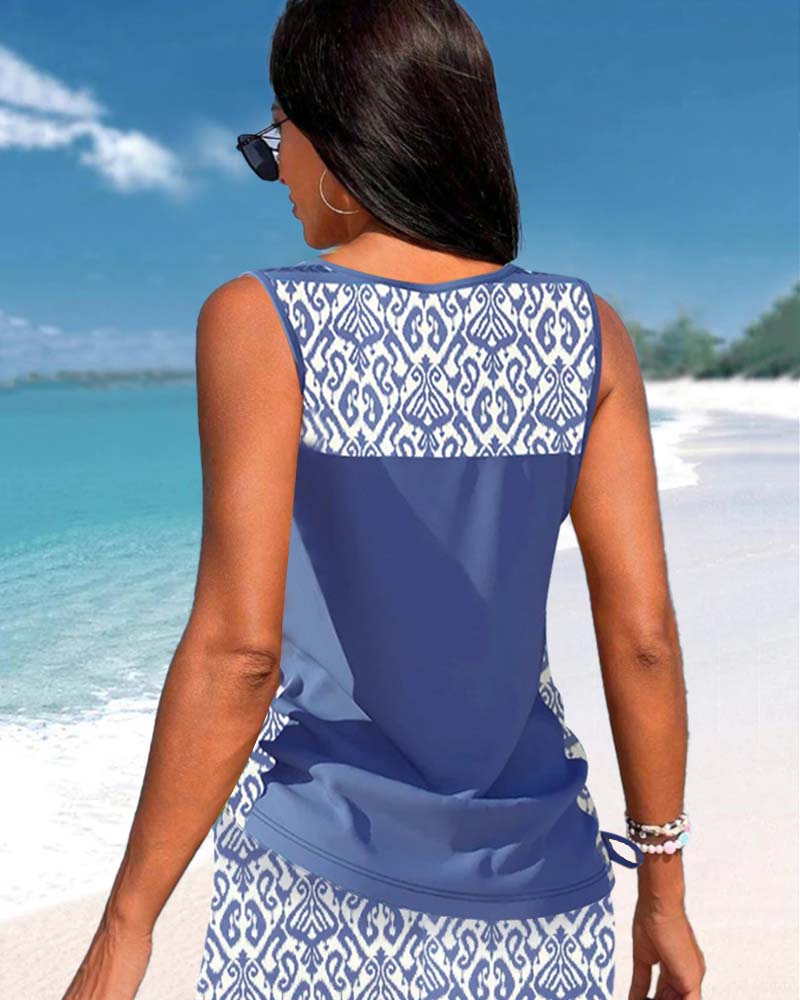Alice™ | Tankini avec Design Géométrique et Décolleté en V