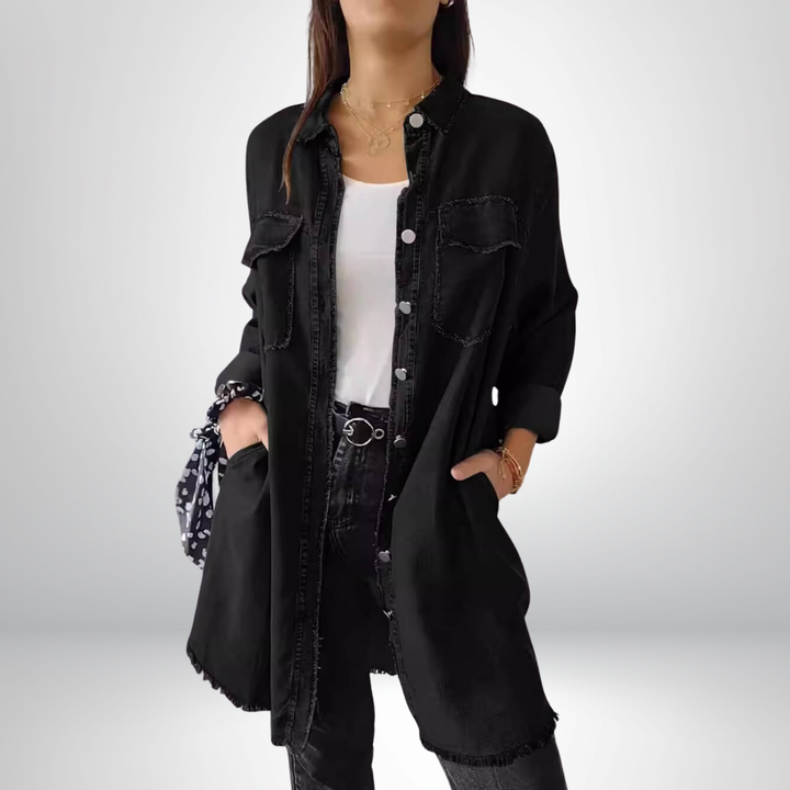 Sofia® | Veste en Denim à Manches Longues Élégante et Polyvalente avec Col