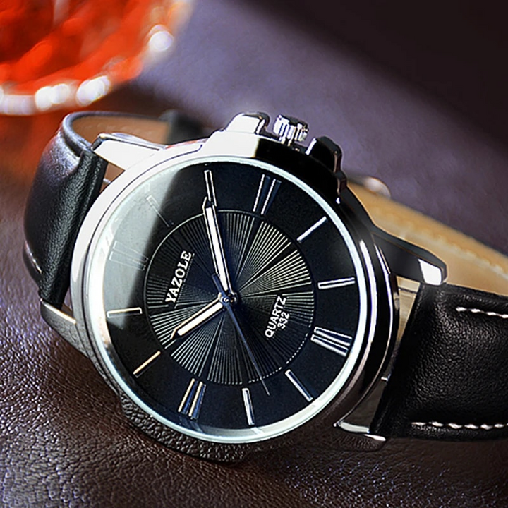 Montre en Cuir en Verre Bleu Luxueux™ - Olsen & Olsen