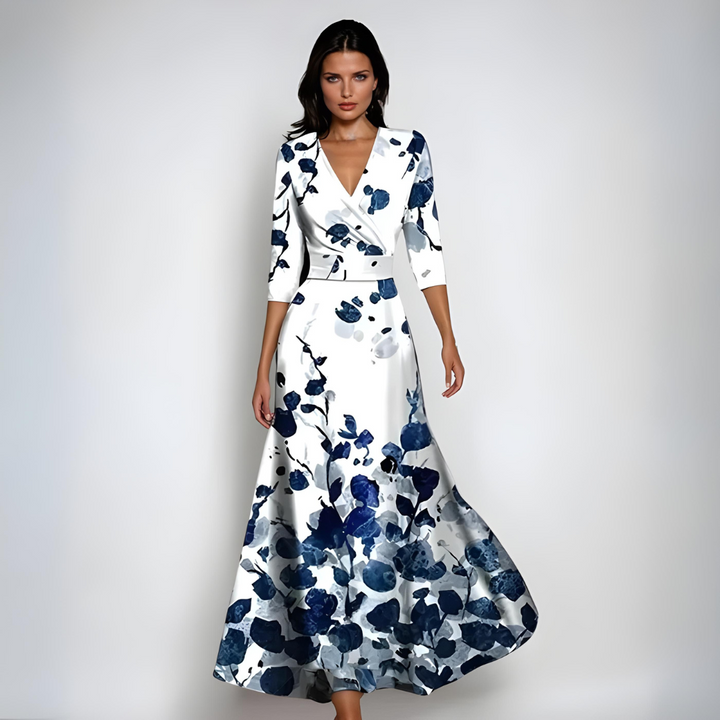 Janoa™ | Robe Maxi à Enveloppe Élégante Fleurie