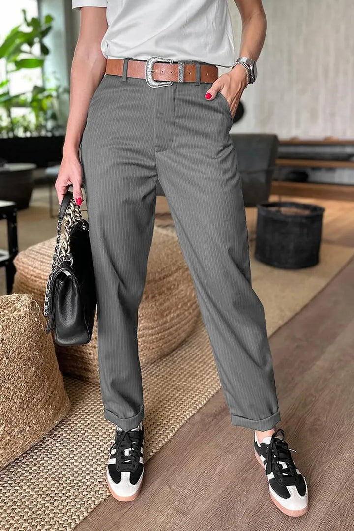 Sylvara™ | Pantalon Tailleur Rayé Élégant