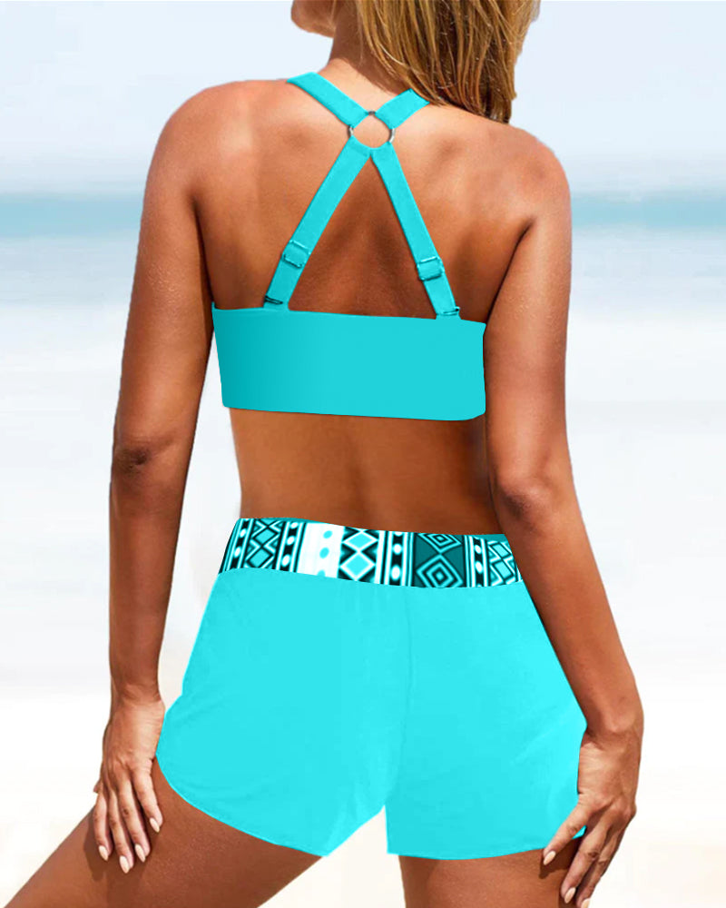 Aria™ | Maillot de Bain Taille Haute avec Motif Géométrique